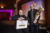 Svart Recordsin Jarkko Pietarinen ja toimitusjohtaja Jukka Taskinen. Kuvaaja: Julius Töyrylä